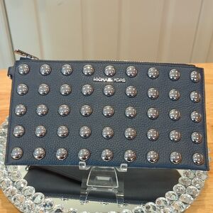 Michael Kors Jet Set Large Studded Pebbled Leather Wristlet NWT